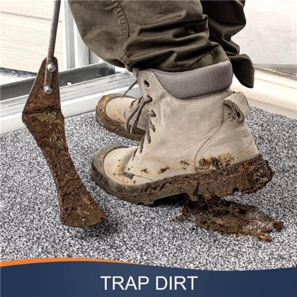 Indoor Doormat,Front Door Mat for Entrance (20"x32" Light Grey) Machine Washable - Picture 4 of 7